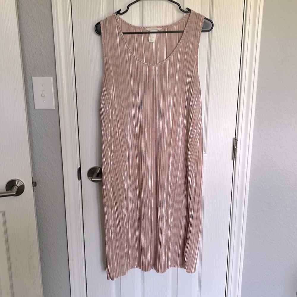 Used H&M Size Small Gold Pleated Midi Tank Dress